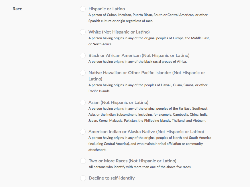 Configuring and using equal employment opportunity (EEO) questions