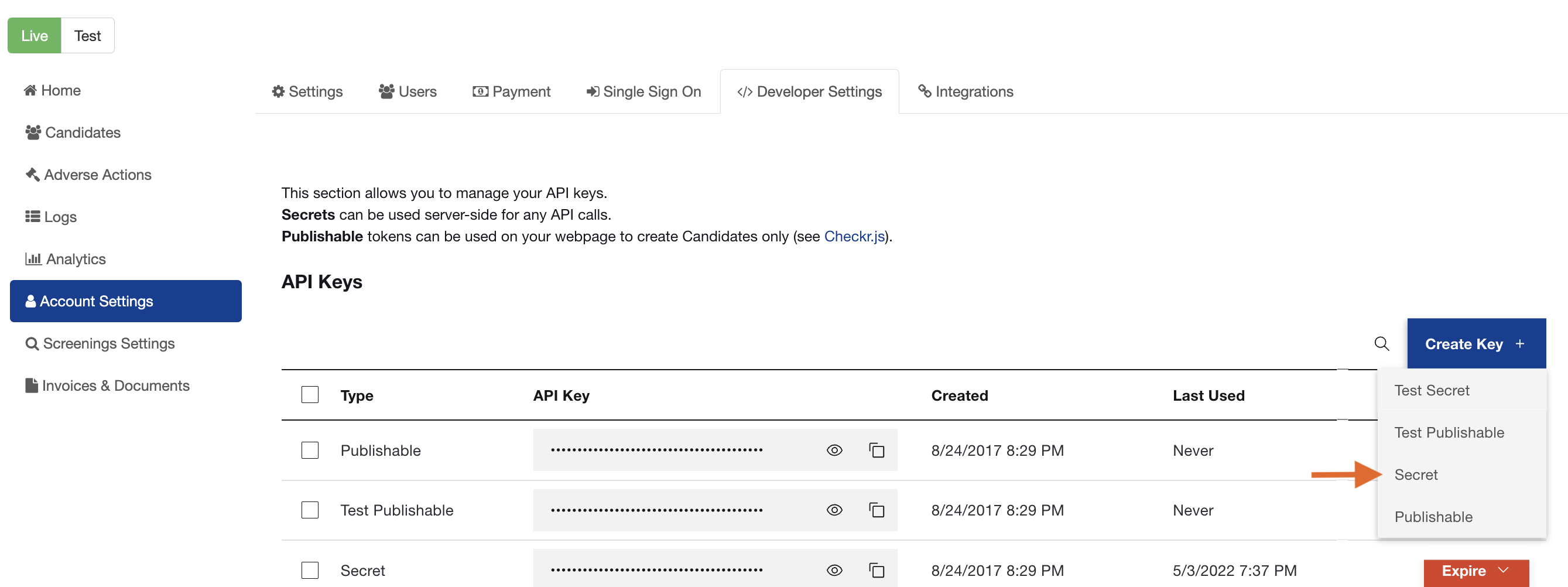 Enabling and using the Checkr Integration