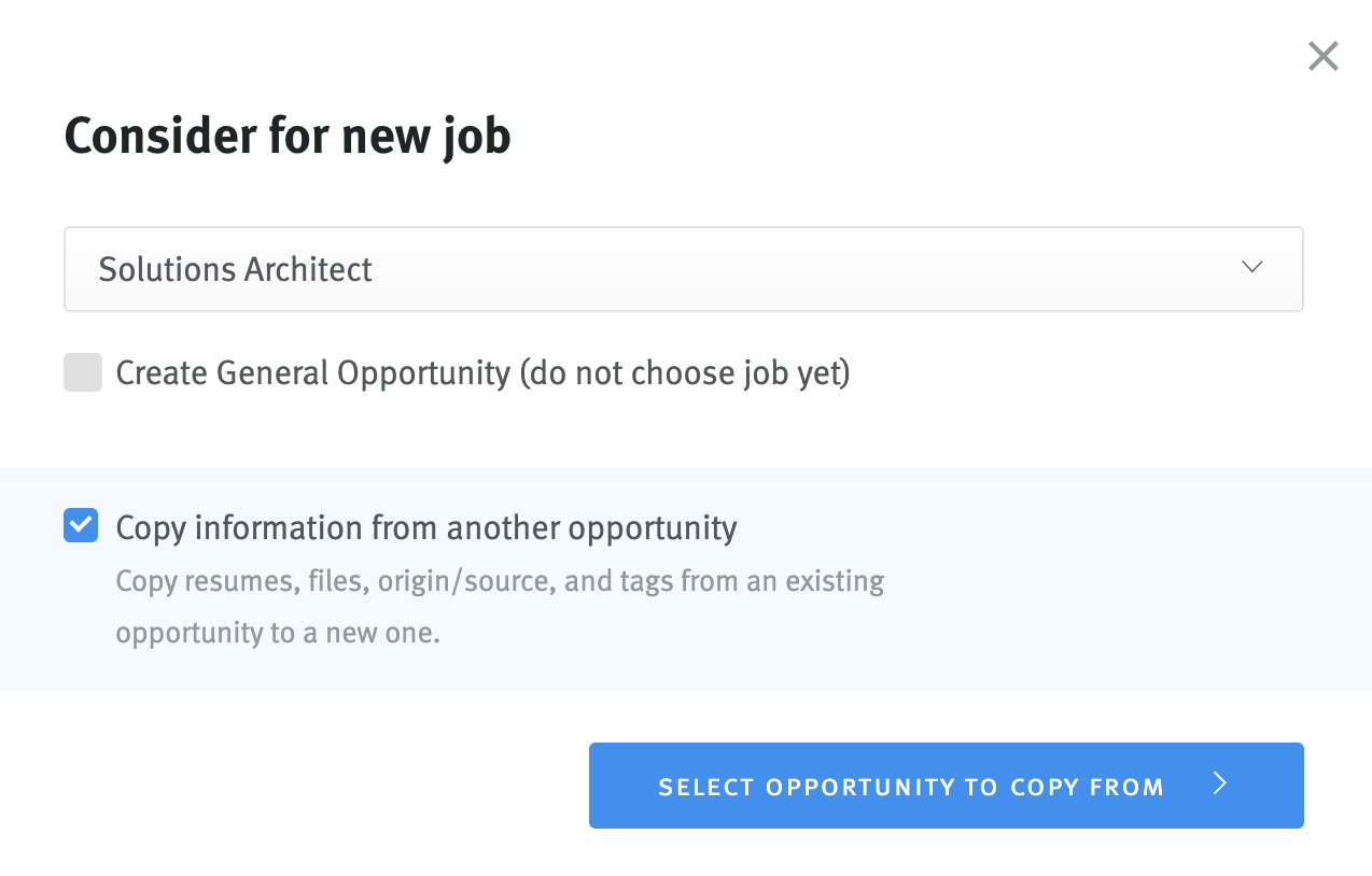 Adding new opportunities to existing candidate profiles