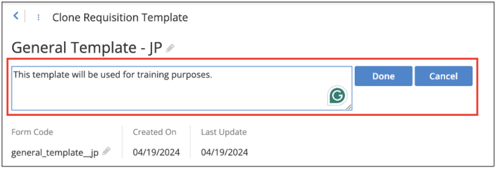 Create Requisition Template