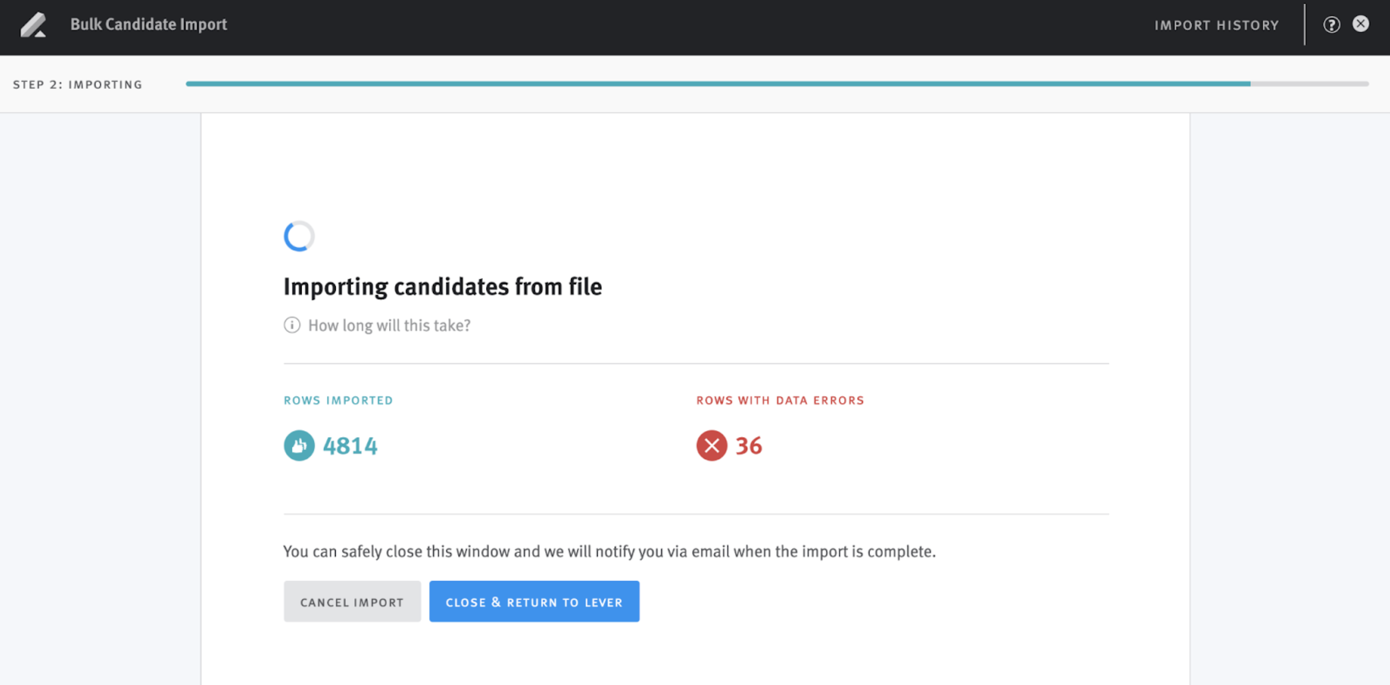 Bulk importing candidates
