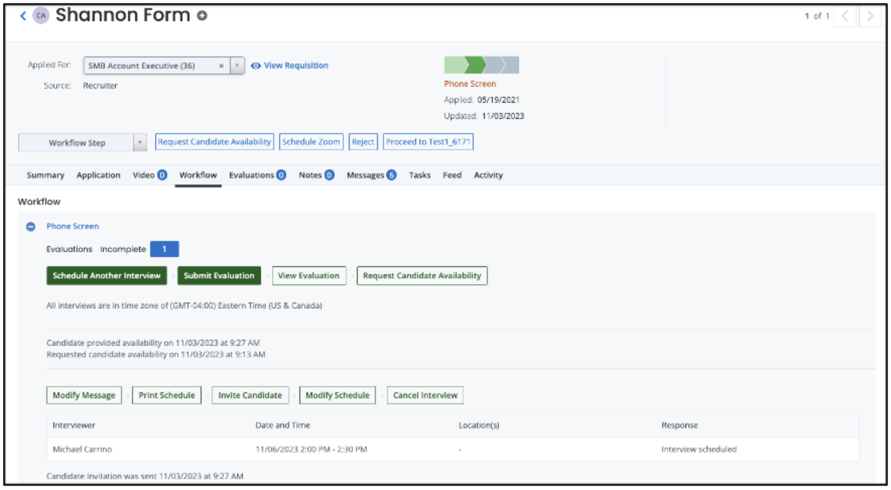 Invite Candidate to Self-Schedule