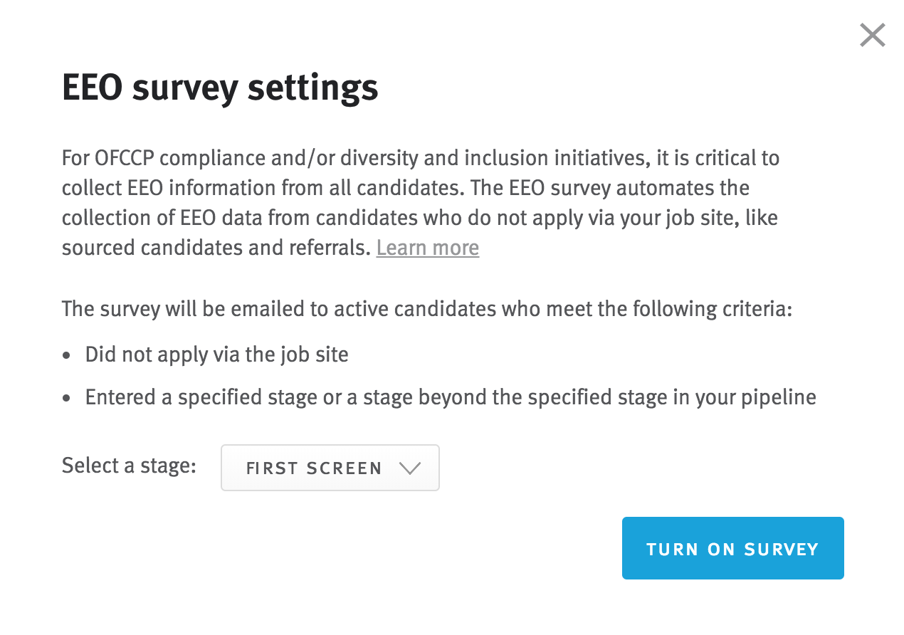 Sending EEO questions to sourced, referred, and agency-submitted candidates