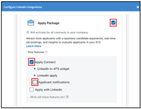 LinkedIn Integrations Configuration – Apply Connect