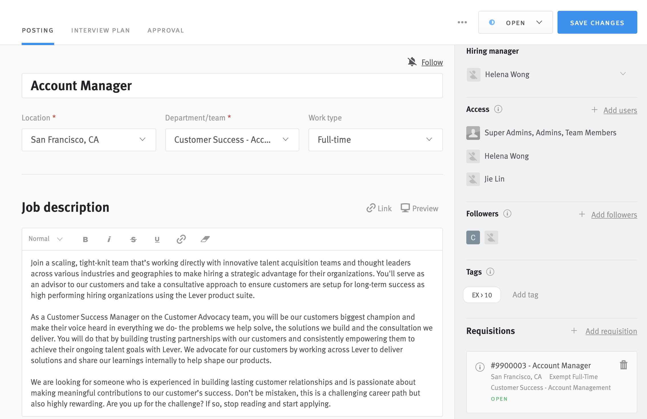 Lever product overview