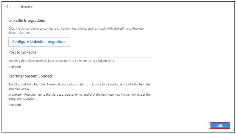 LinkedIn Integrations Configuration – Apply Connect