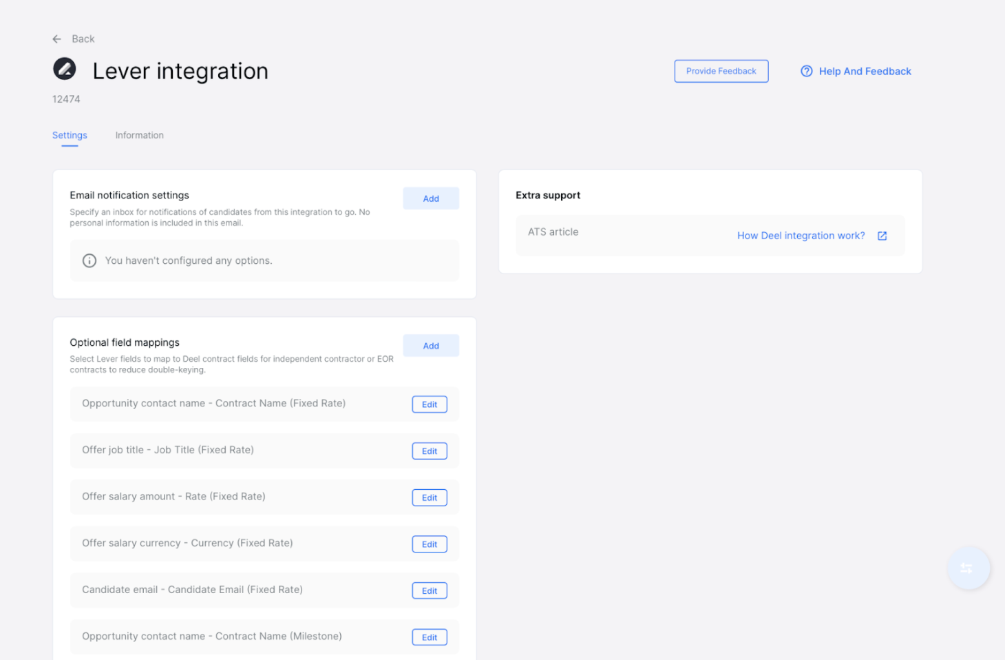 Enabling and using the Deel integration