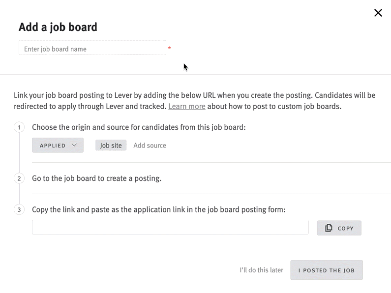 Share Postings on Custom Job Boards