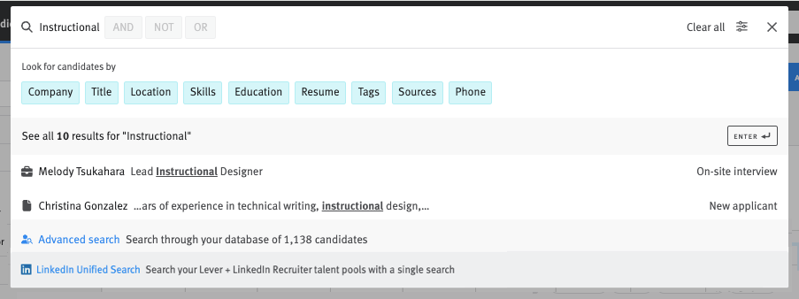 Searching the Database for Candidates