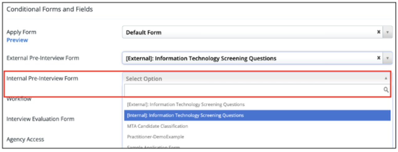 External and Internal Screening Forms