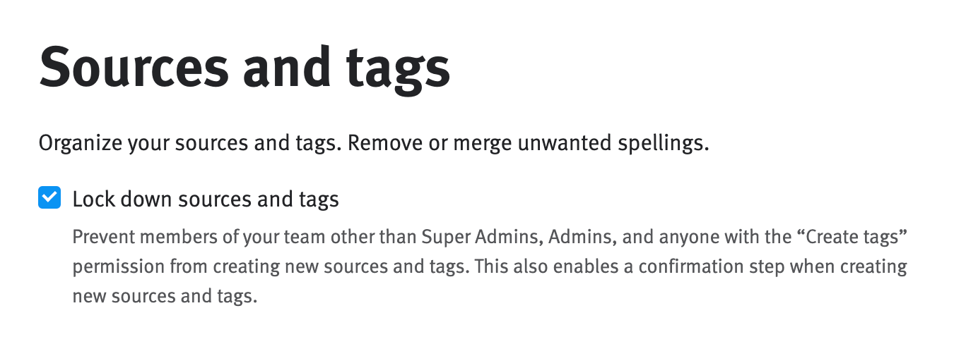 Lock Down Sources and Tags