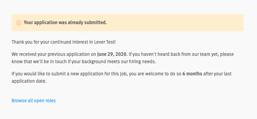 Blocking repeat applications