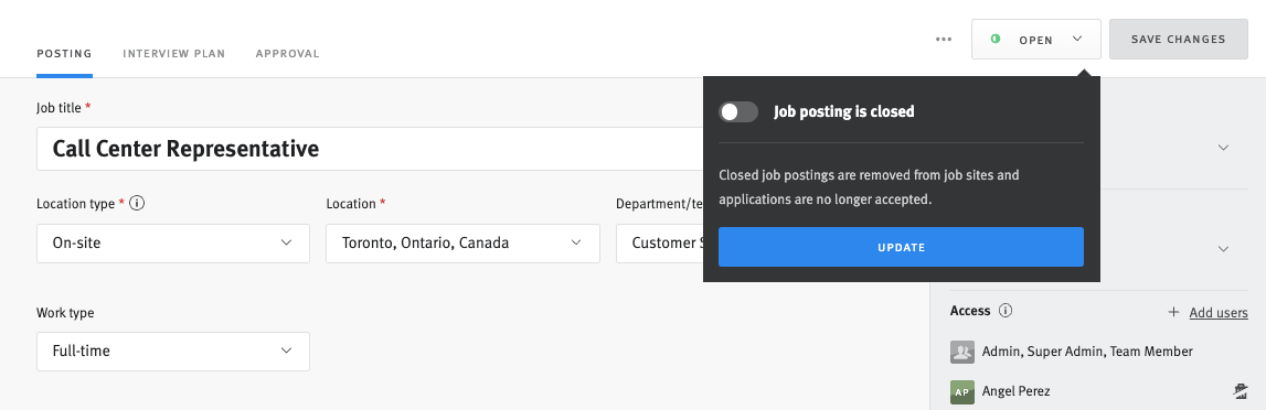 Managing evergreen job postings
