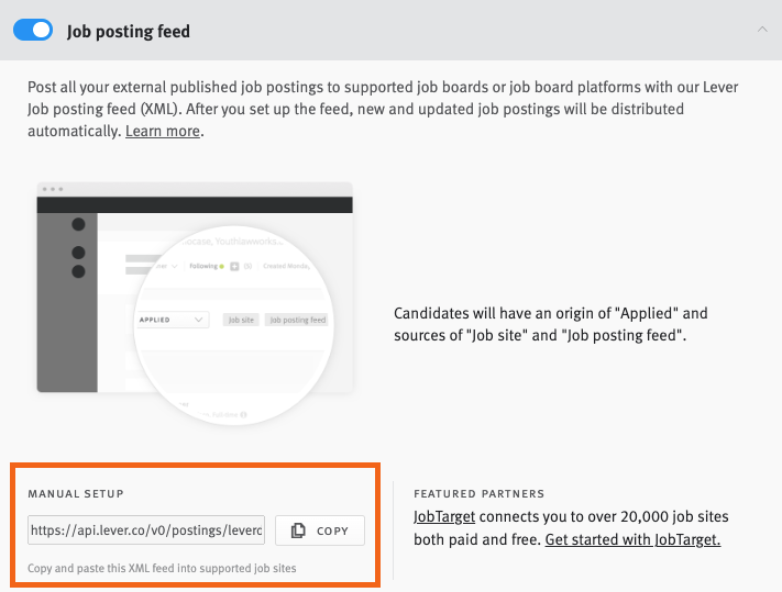 Using Lever's XML job posting feed
