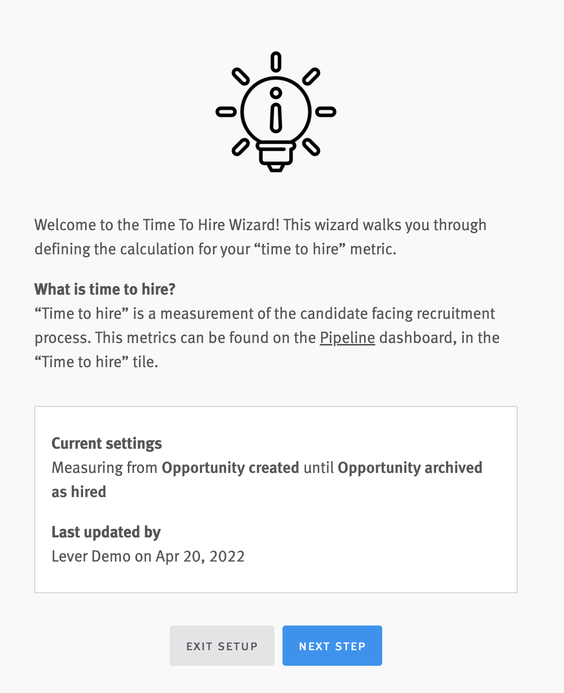 Visual Insights: Configuring the time to hire calculation