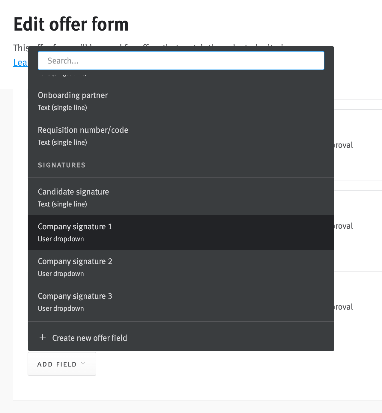 Adding a company signature field to offers (Adobe Sign and DocuSign)