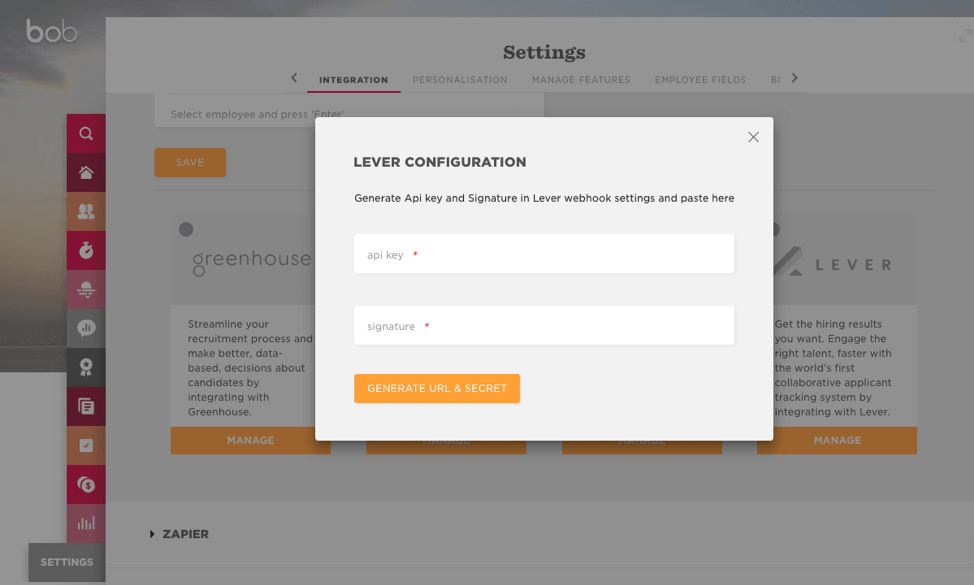 Enabling the bob Integration