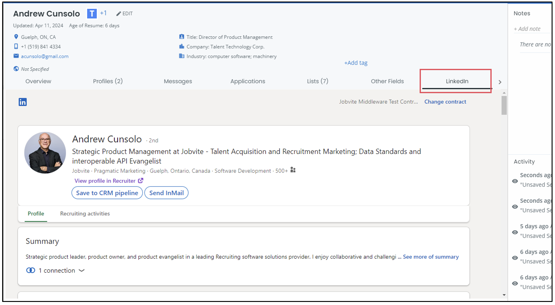 LinkedIn CRM Connect