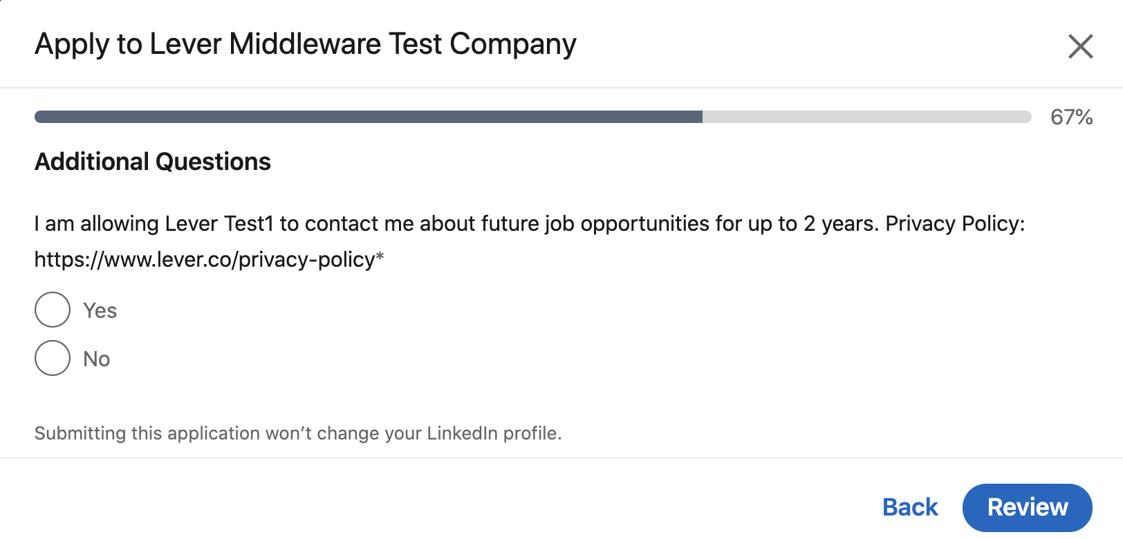 Enabling and using the LinkedIn Apply Connect Integration