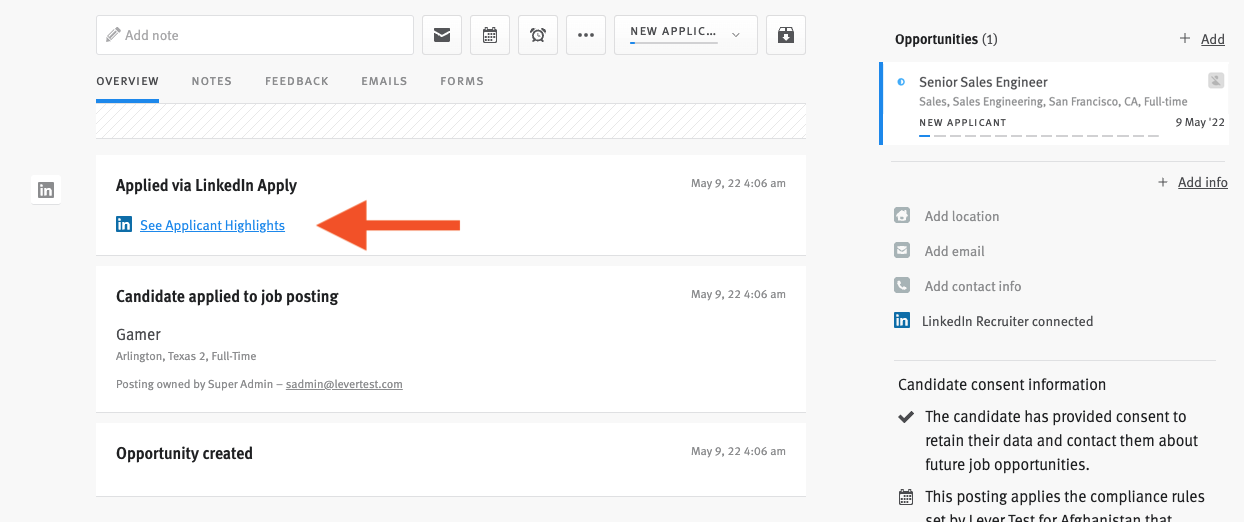 Enabling and using the LinkedIn Apply Connect Integration