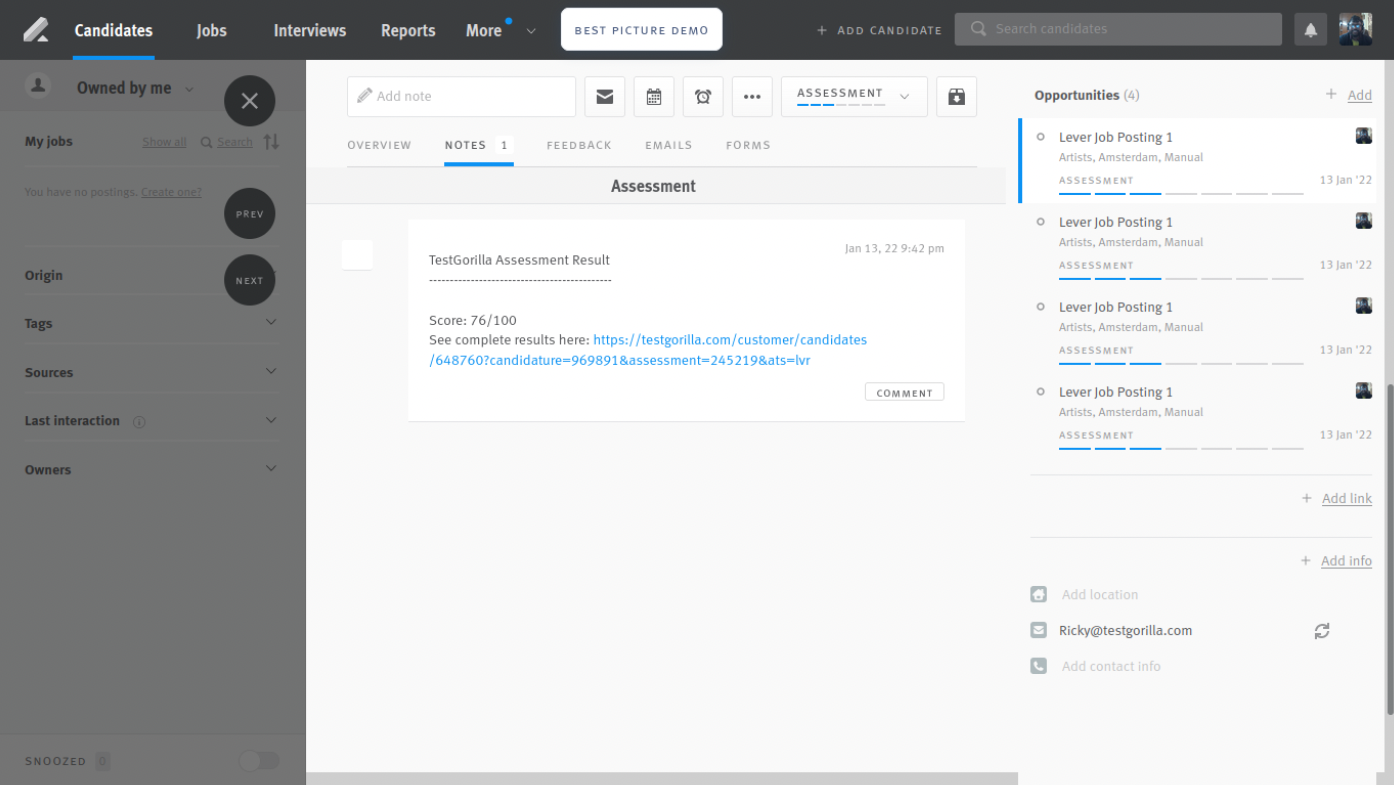 Enabling and using the TestGorilla (TG) integration