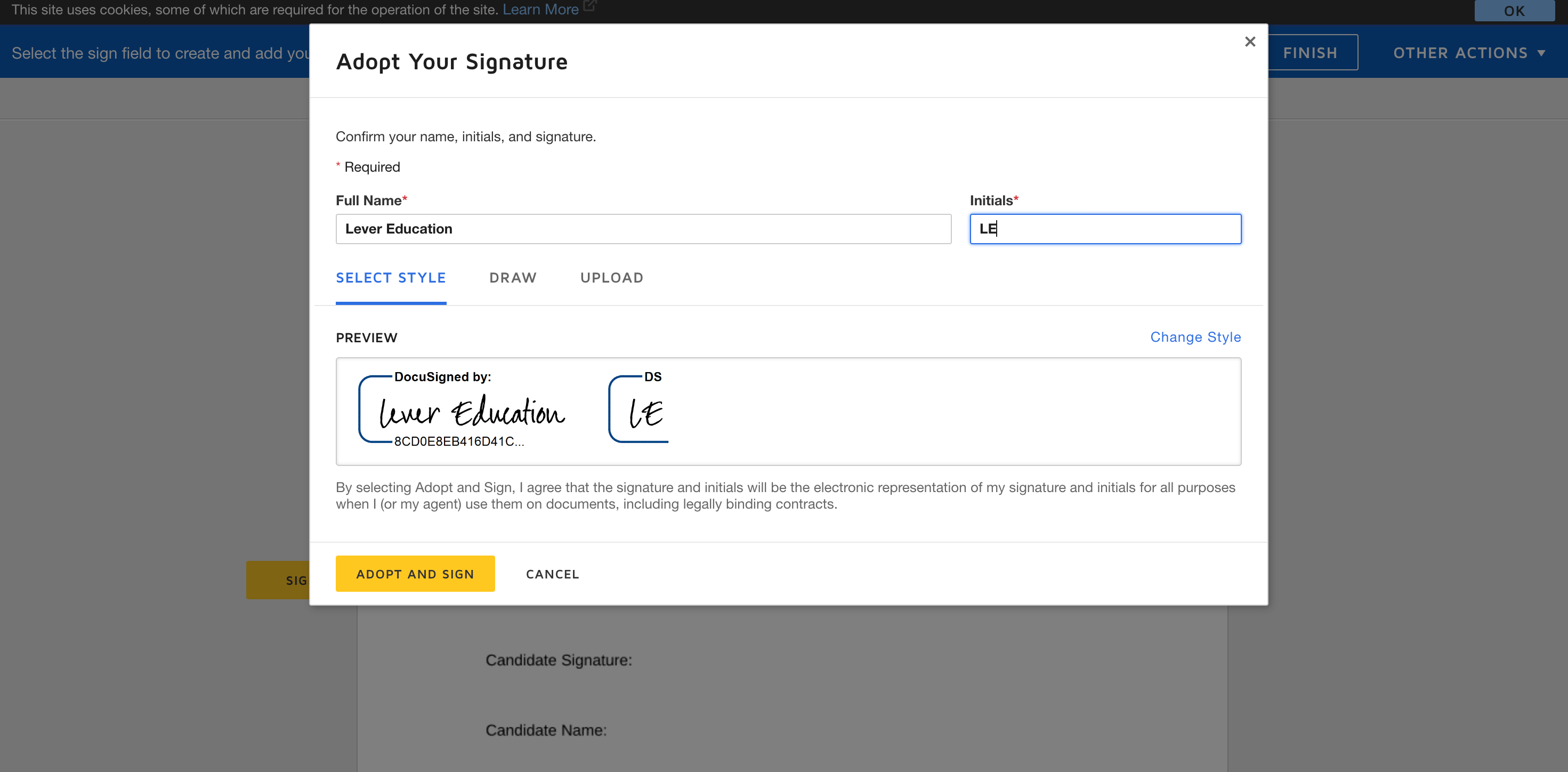 Adding a company signature field to offers (Adobe Sign and DocuSign)