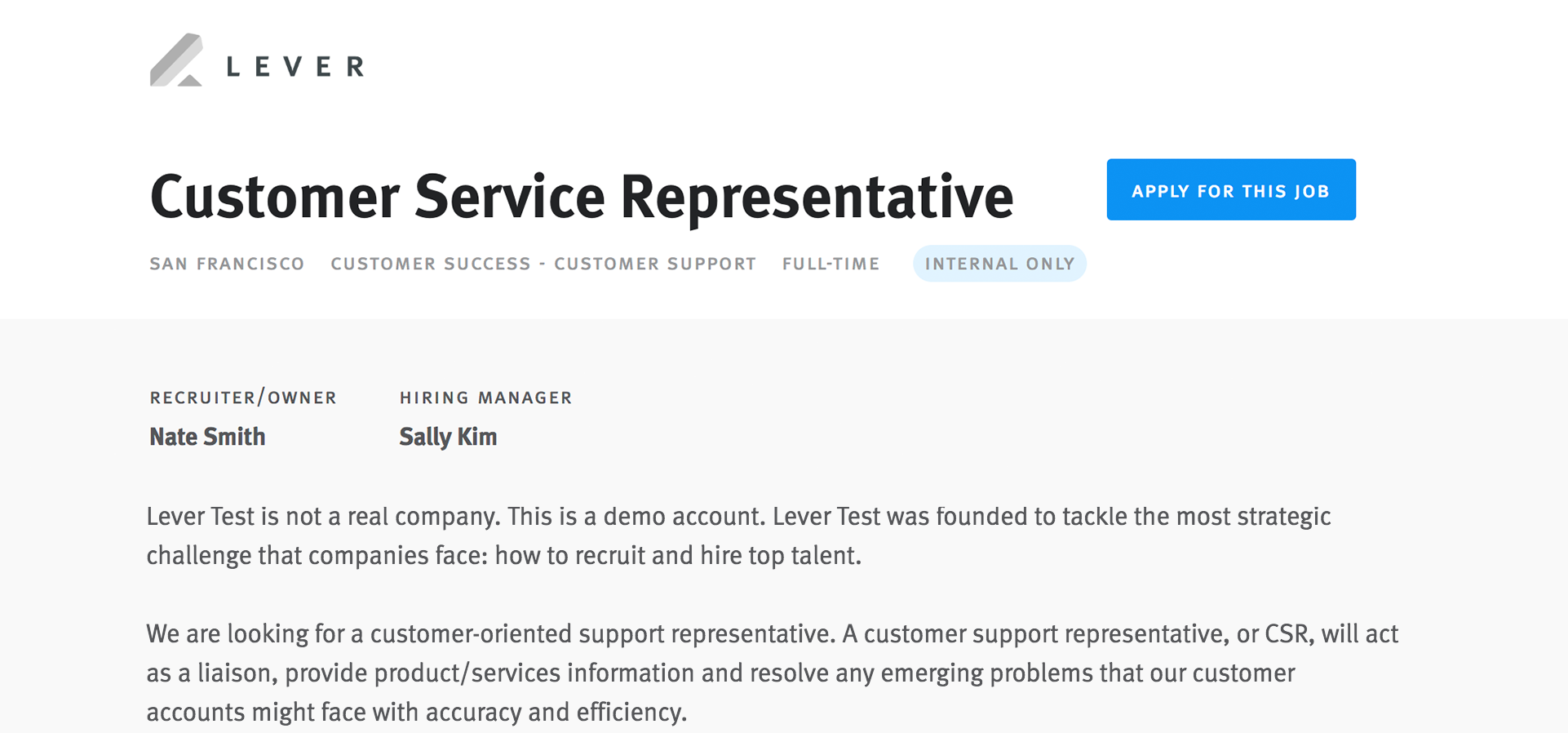 Publishing postings to your internal job site