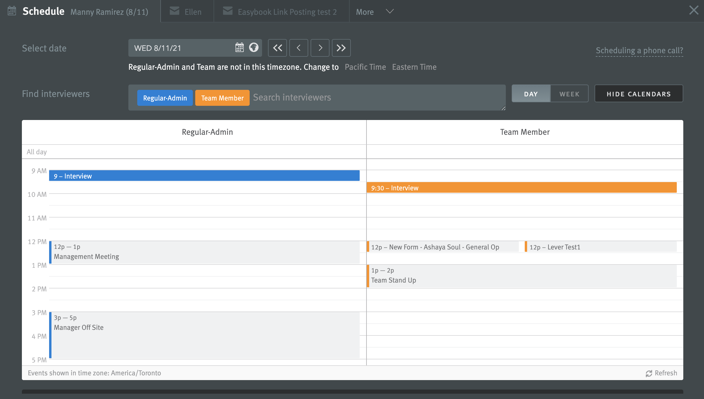 Scheduling interviews