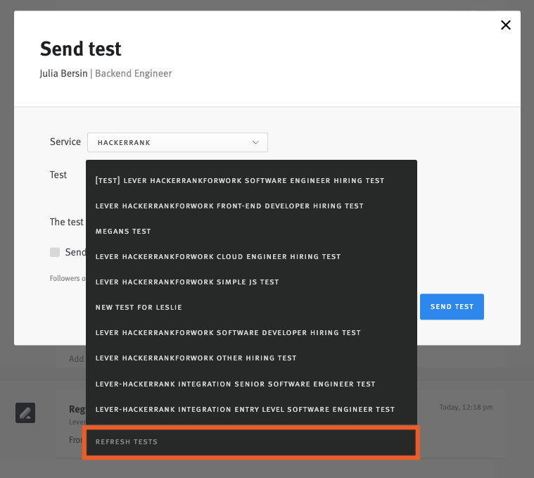 Enabling and using the HackerRank Tests integration