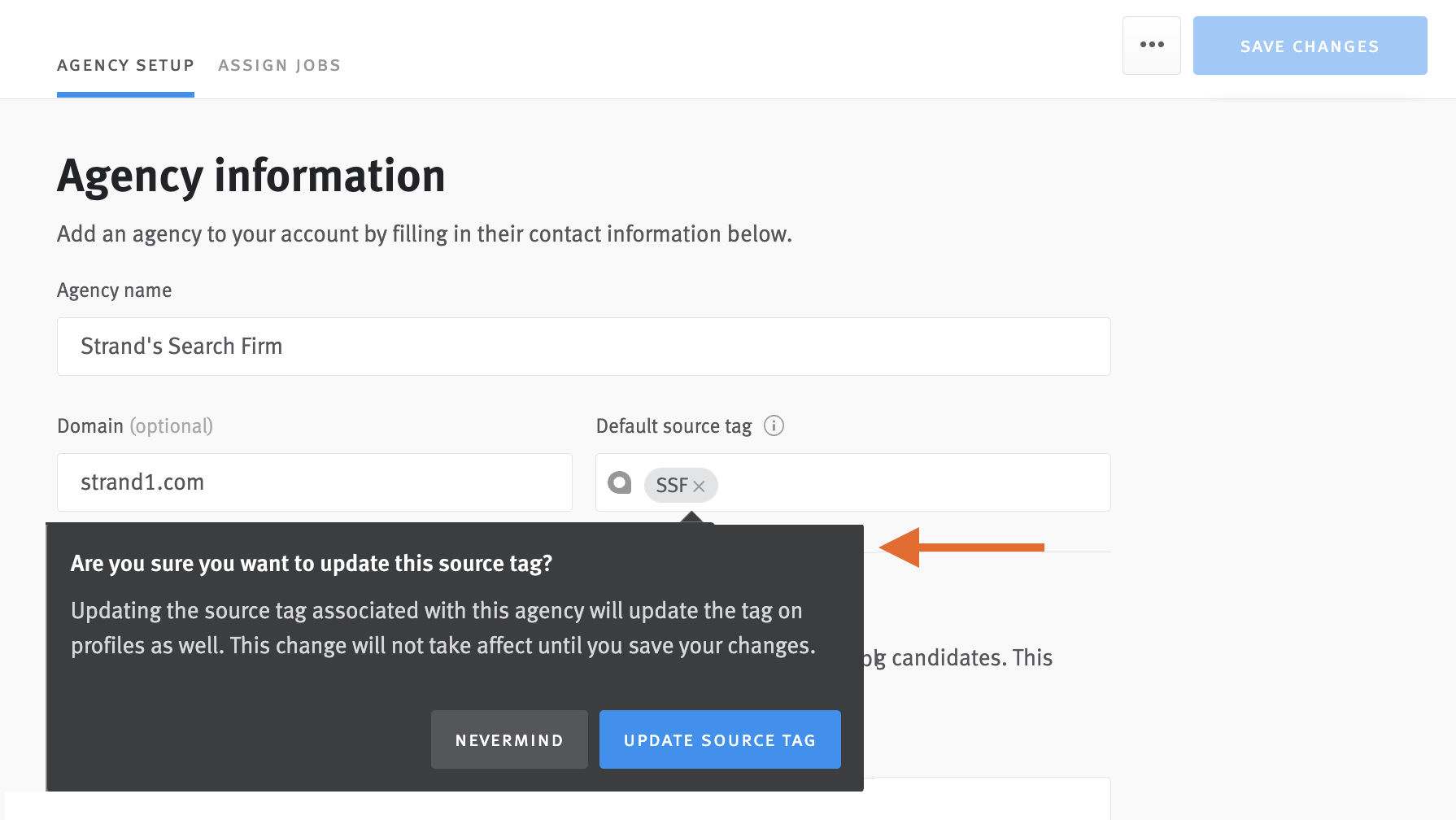 Adding and managing agency source tags
