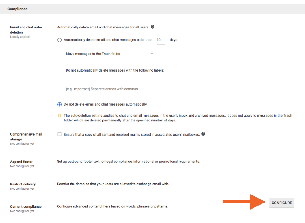 Setting up mail flow rules in Gmail for limited sync (Google Admin)