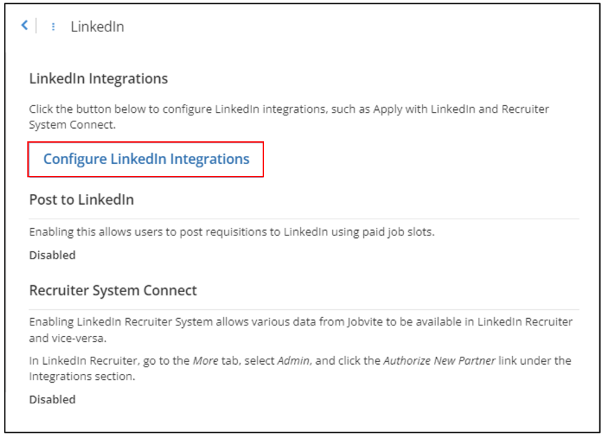 LinkedIn Integrations Configuration – Apply Connect