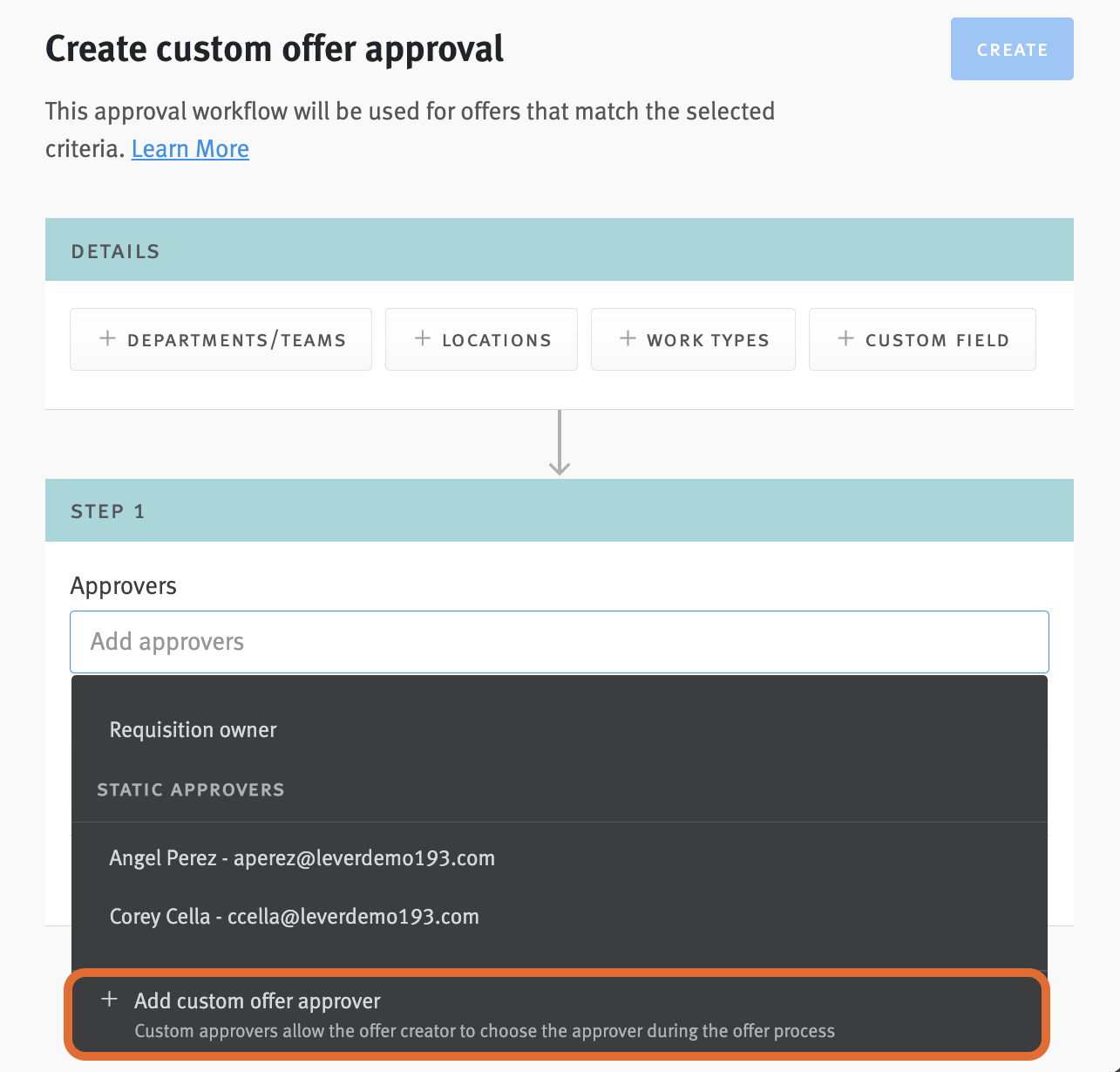 Adding custom approvers to approval workflows