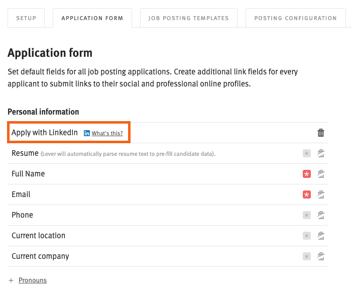 Enabling and using the Apply with LinkedIn integration
