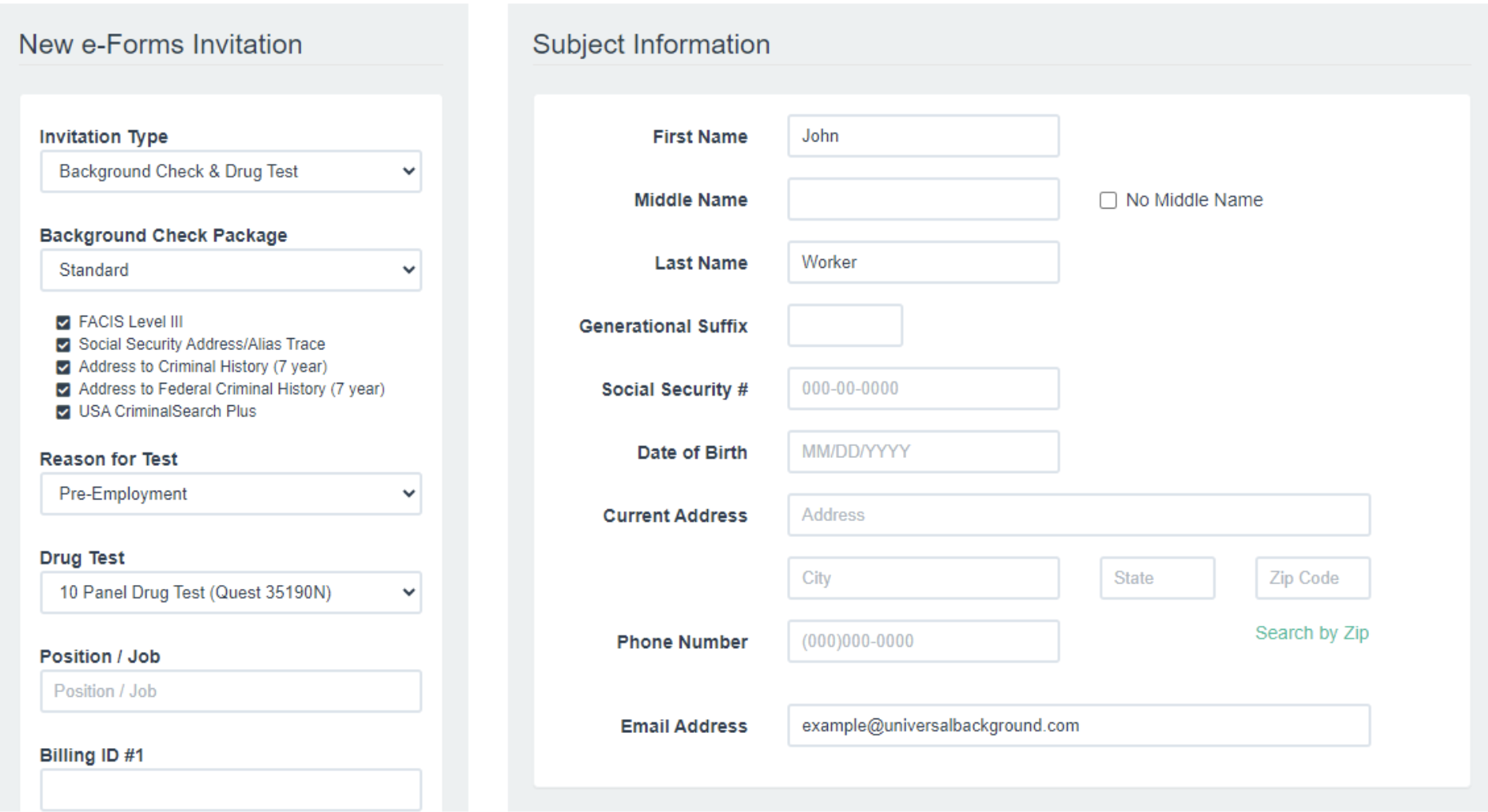 Enabling and using the Universal Background Screening integration