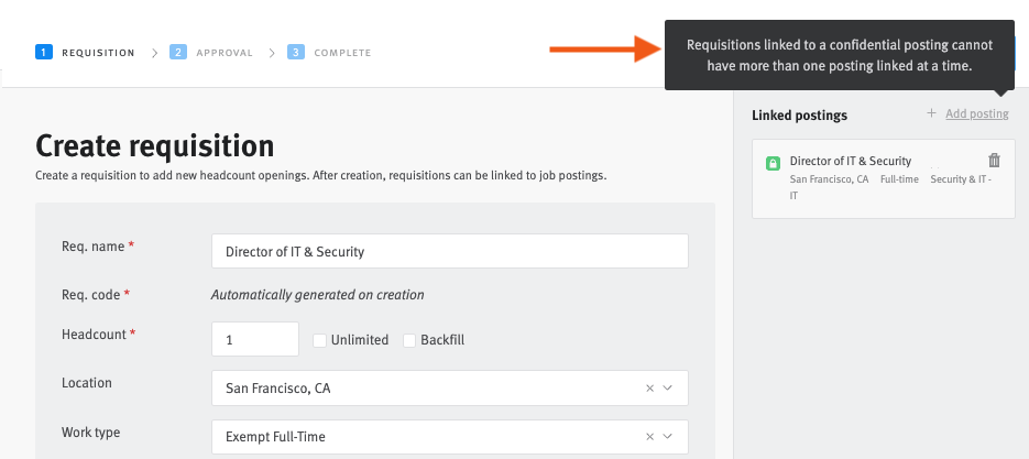 Creating and managing confidential requisitions