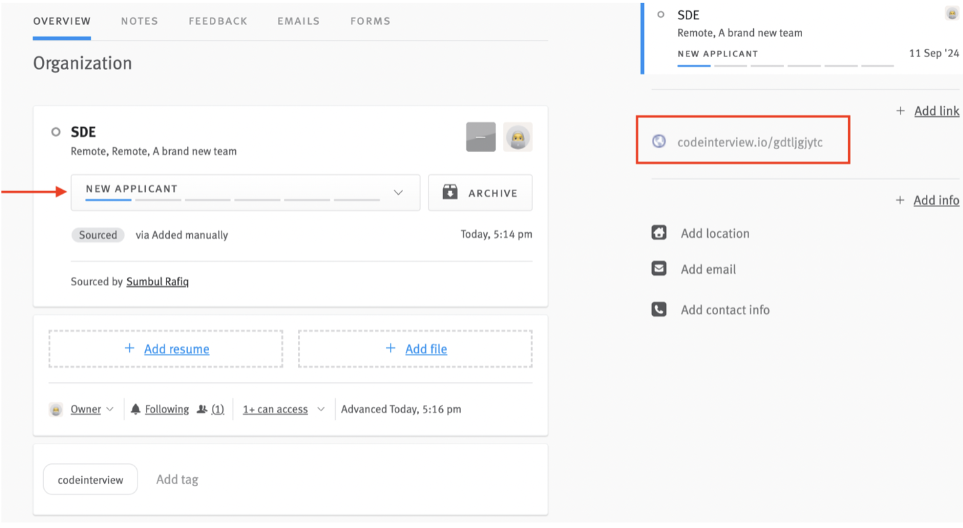 Enabling and using the Code Interview integration