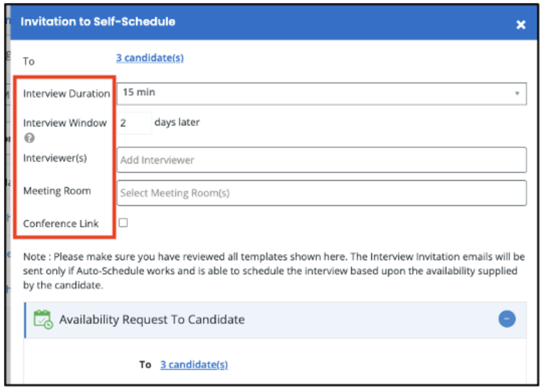 Invite Candidate to Self-Schedule