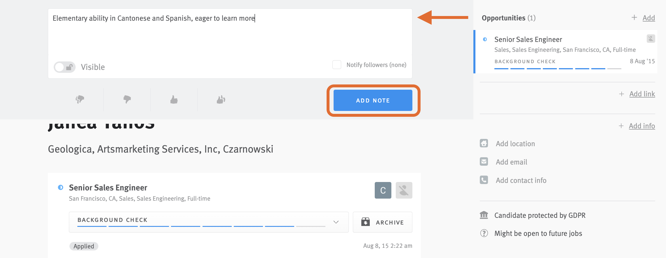 Adding and managing notes