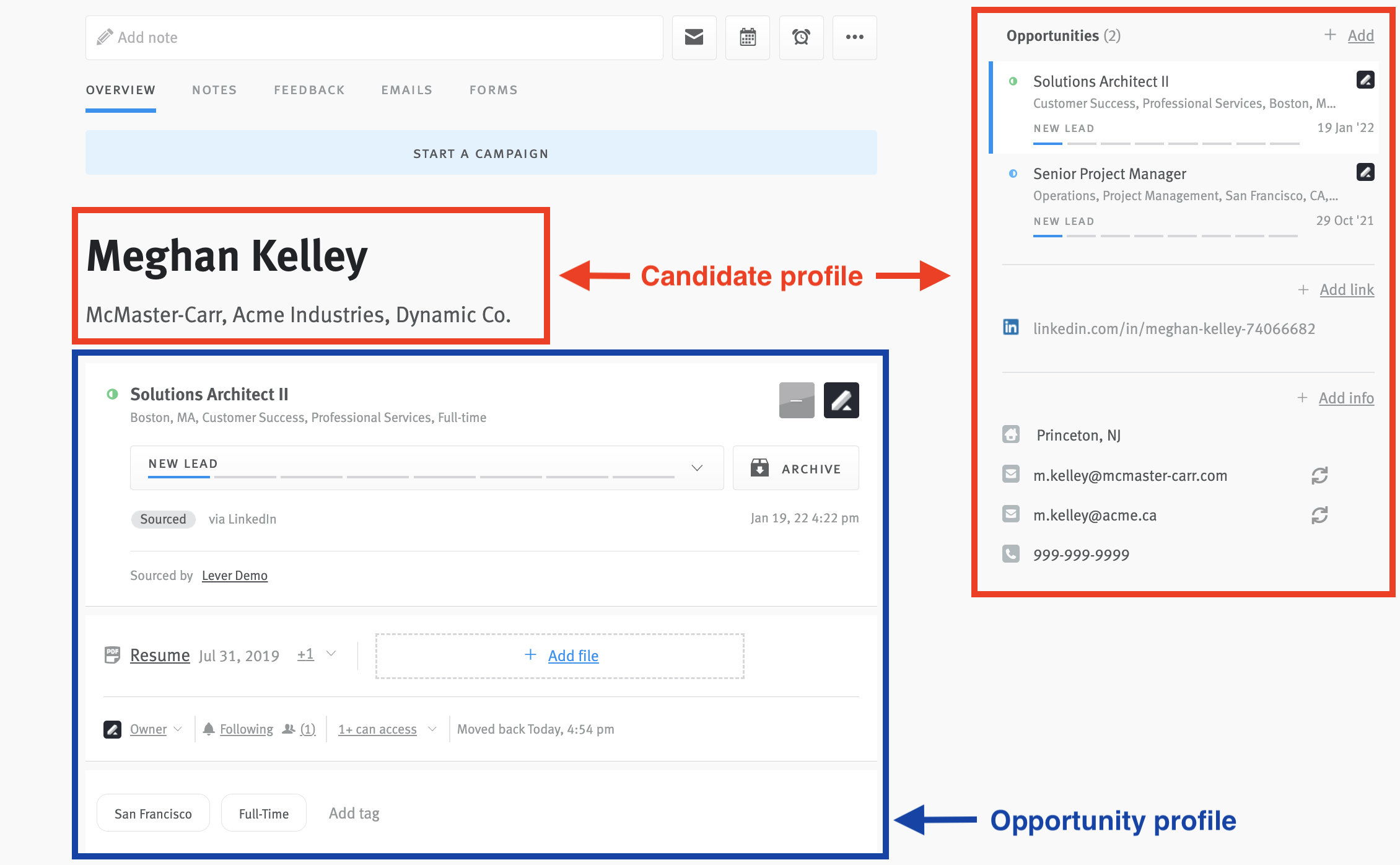 Merging duplicate candidate profiles